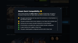 Baldur's Gate Steam Deck compatibility