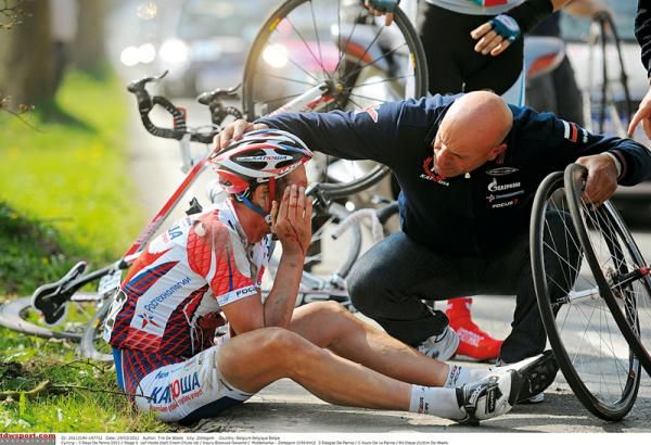 Leif Hoste crashed out of de Panne