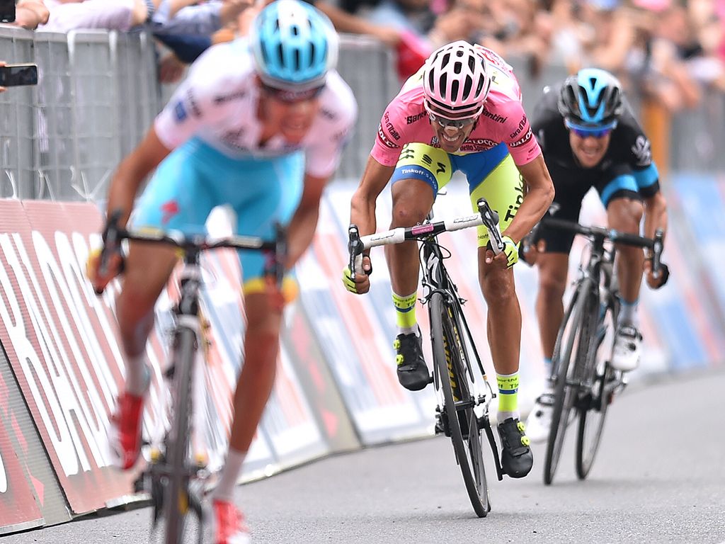 Contador wore pink for 15 stages of the race