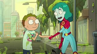 Rick and Morty -sarjan päähenkilöt kättelevät toisiaan