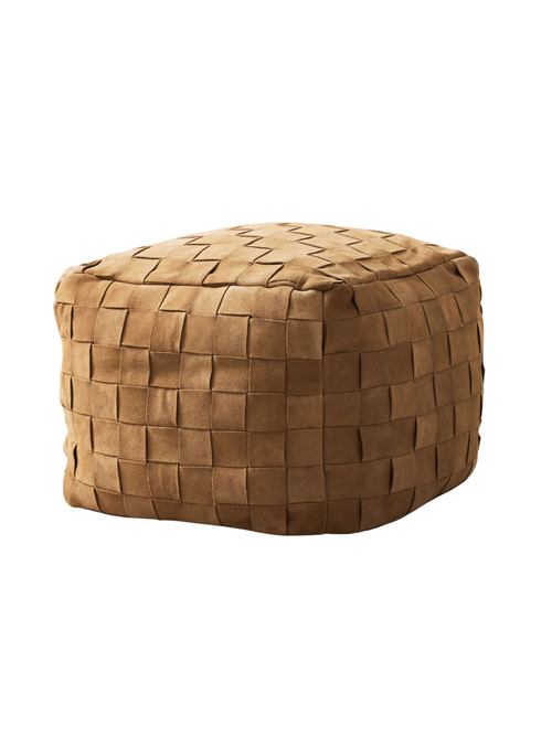 Suede Basketweave Pouf