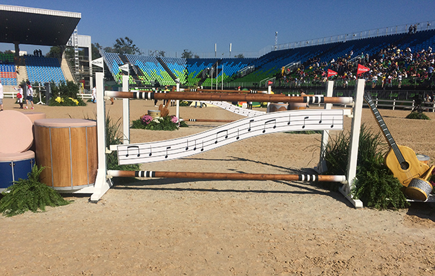 The difficult double at fence 11ab on the first Rio Olympic showjumping course
