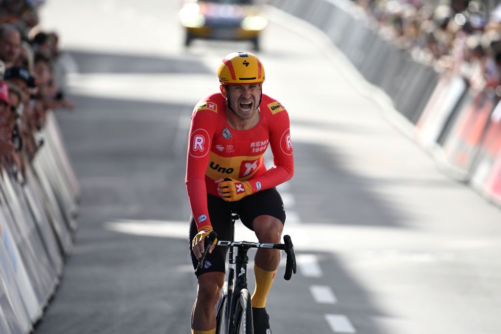 ST WENDEL GERMANY AUGUST 23 Alexander Kristoff of Norway and UnoX Pro Cycling Team crosses the finish line injured during the 38th Deutschland Tour 2023 Prologue a 23km individual time trial stage from Sankt Wendel to Sankt Wendel on August 23 2023 in St Wendel Germany Photo by Christian KasparBartkeGetty Images