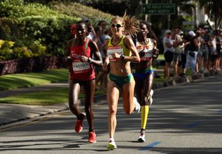 Jessica Trengove of Australia competes during the Women's marathon on day 11 of the Gold Coast 2018 Commonwealth Games