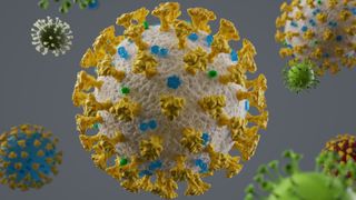 3D illustration of a coronavirus