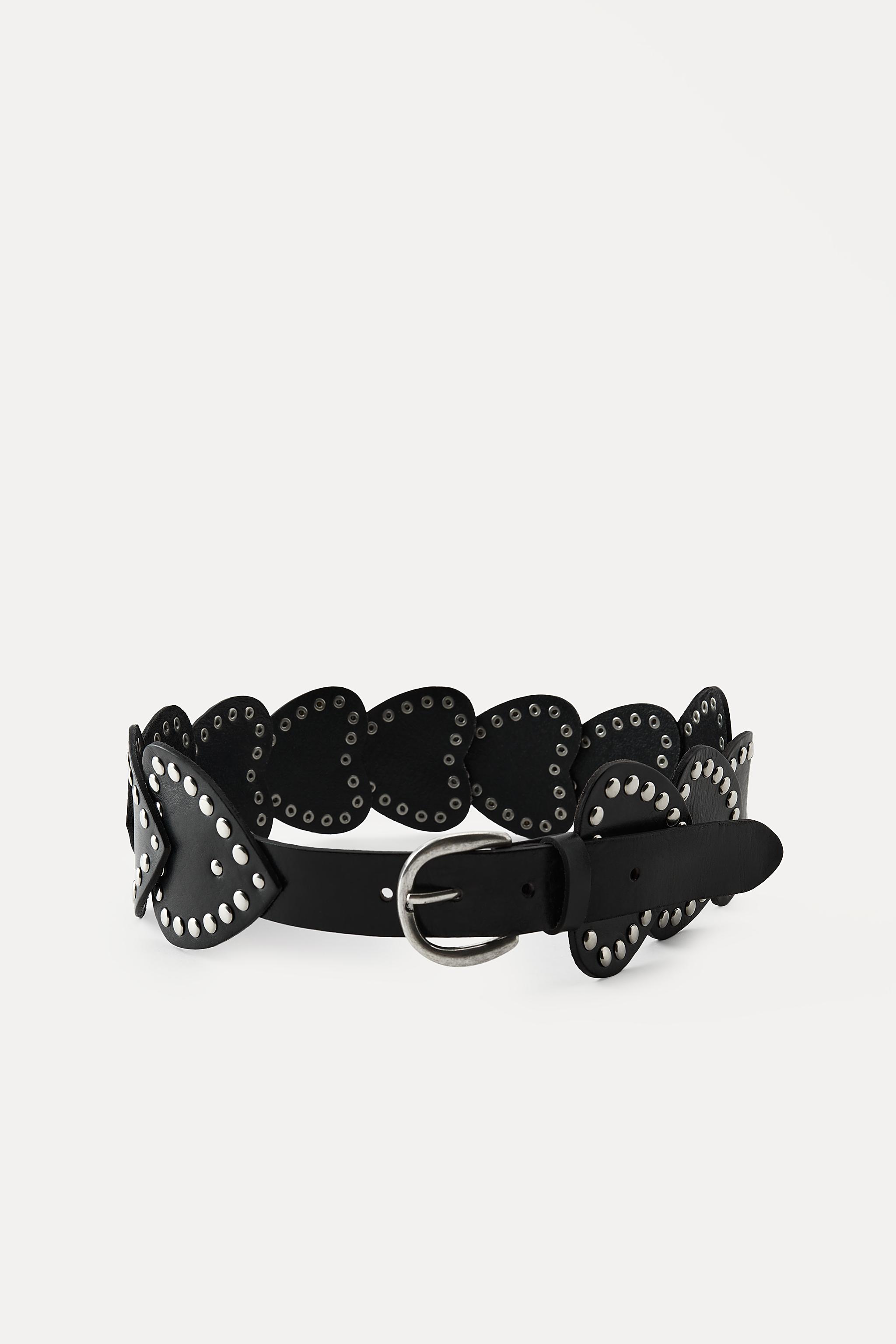 Leather Heart Studded Belt