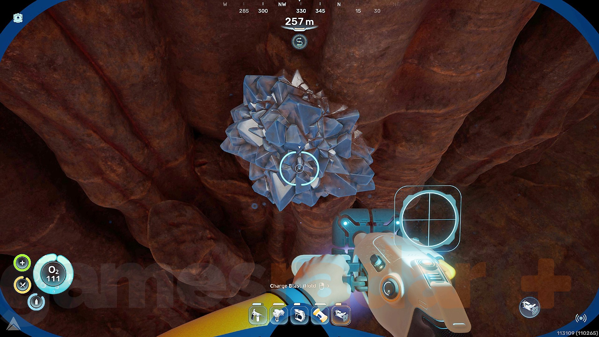 A player mines Celestine in Subnautica 2