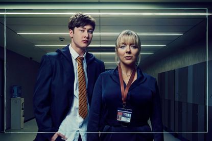 Samuel Bottomley (left) and Sheridan Smith (right) posing in character for a press shot of The Teacher
