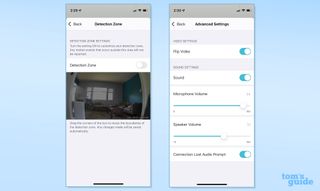 Abode Cam 2 app displaying detection zones