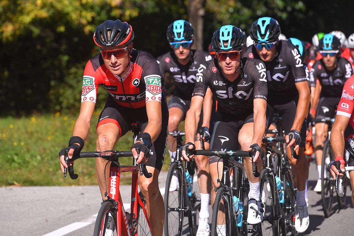 Team Sky amass at the front behind Michael Schar