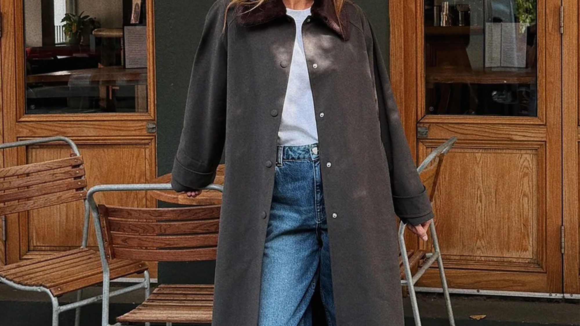 Woman wearing an Aligne jacket.