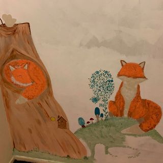 painted wall with foxes
