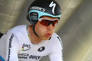 Tony Martin (Omega Pharma-QuickStep) steadies himself