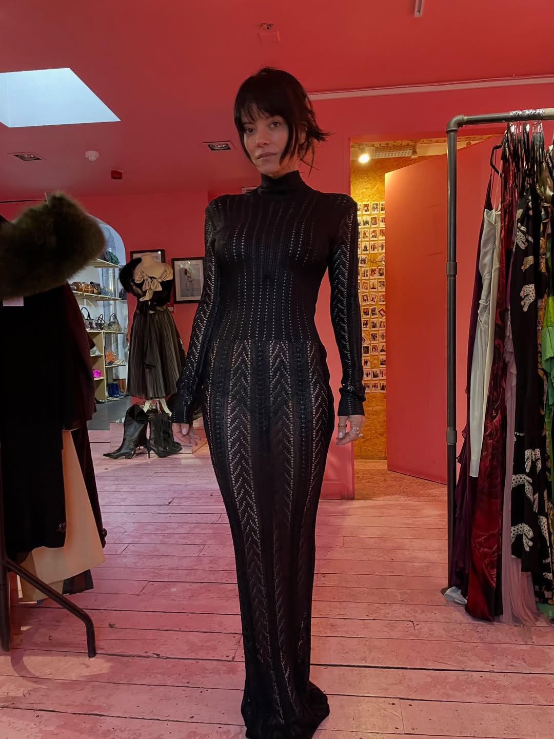 lily allen wears a vintage black dress in nordic poetry