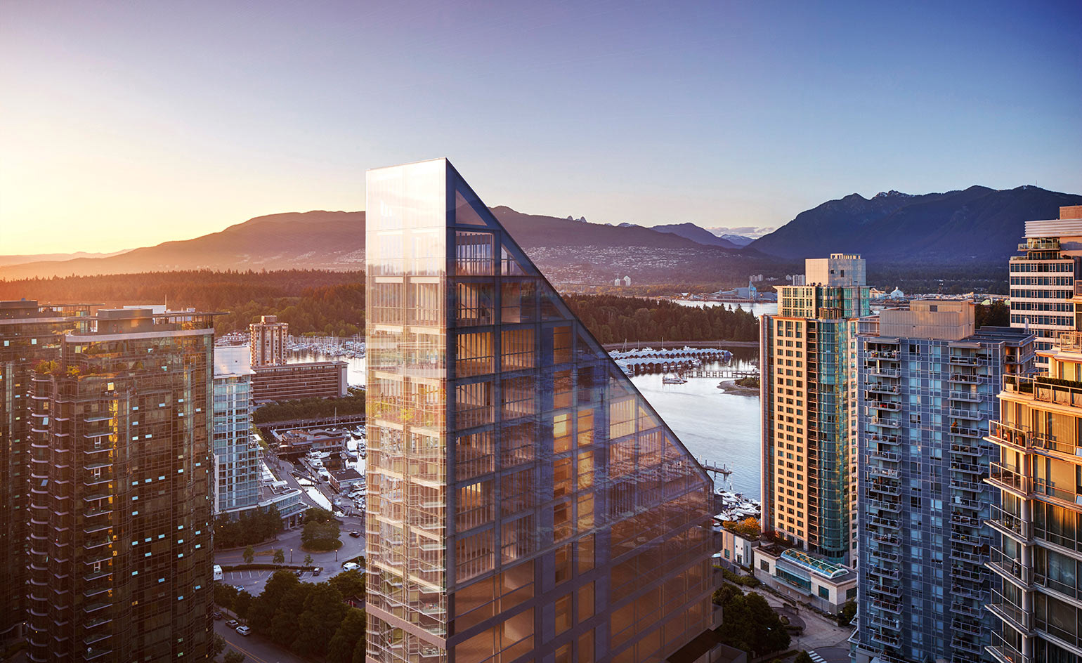 Terrace House, Vancouver render from the air