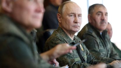 Vladimir Putin at the joint Zapad 2025 military exercise
