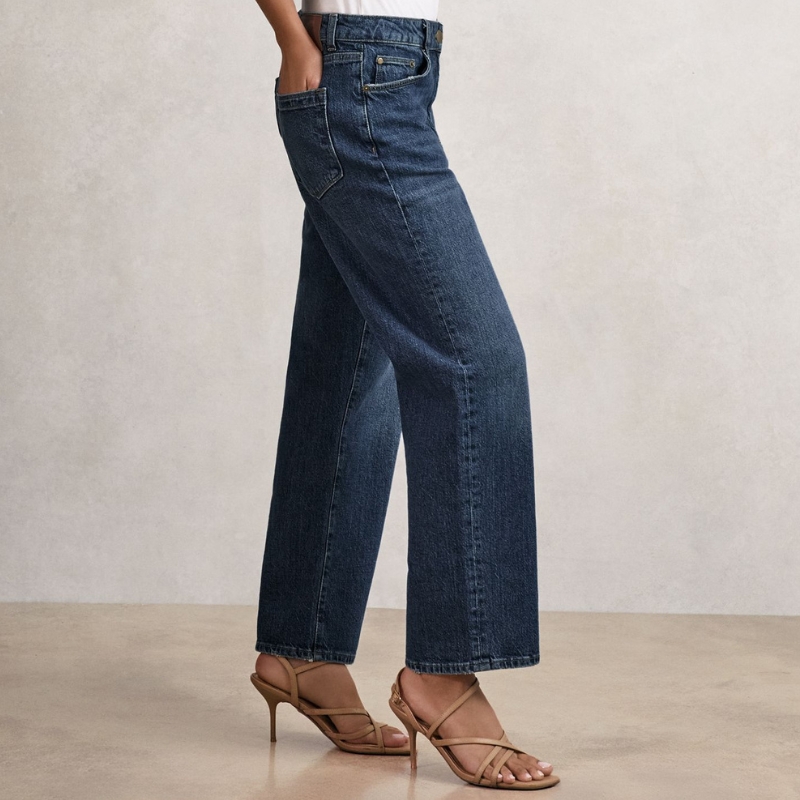 Reiss, Mid-Rise Straight-Leg Jeans in Mid Blue