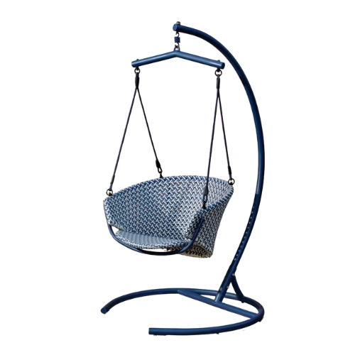 Kave Home, Saliga Blue Hanging Armchair With Base in Aluminium and Synthetic Rattan | Kave Home Great Britain
