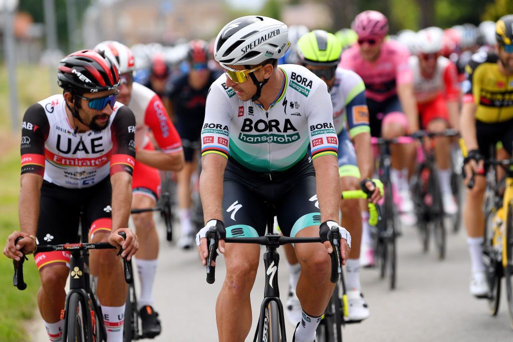 NOVARA ITALY MAY 09 Peter Sagan of Slovakia and Team Bora Hansgrohe during the 104th Giro dItalia 2021 Stage 2 a 179km stage from Stupinigi Nichelino to Novara girodiitalia Giro UCIworldtour on May 09 2021 in Novara Italy Photo by Tim de WaeleGetty Images