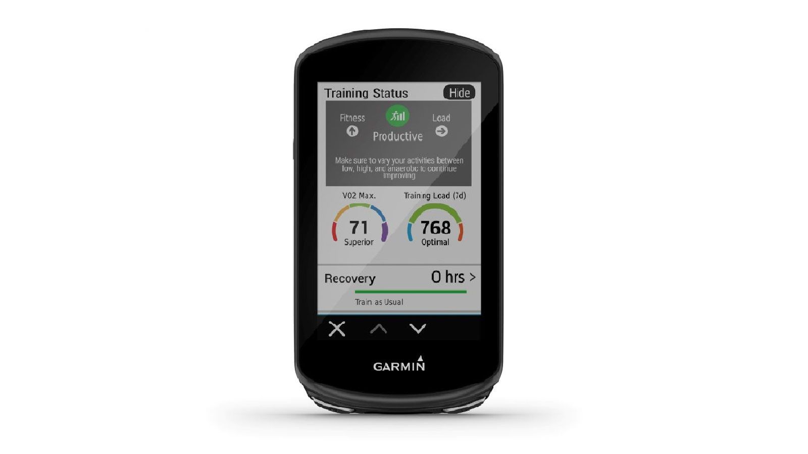 GArmin training status screen