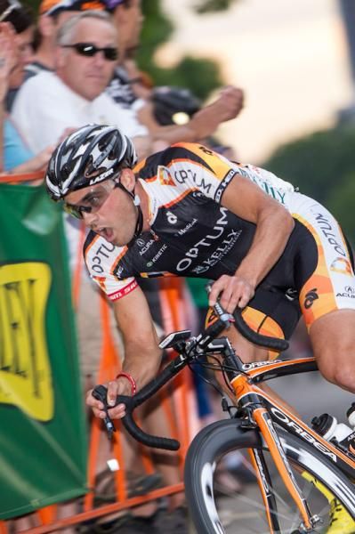 Jesse Anthony (Optum) lays it over through a turn.