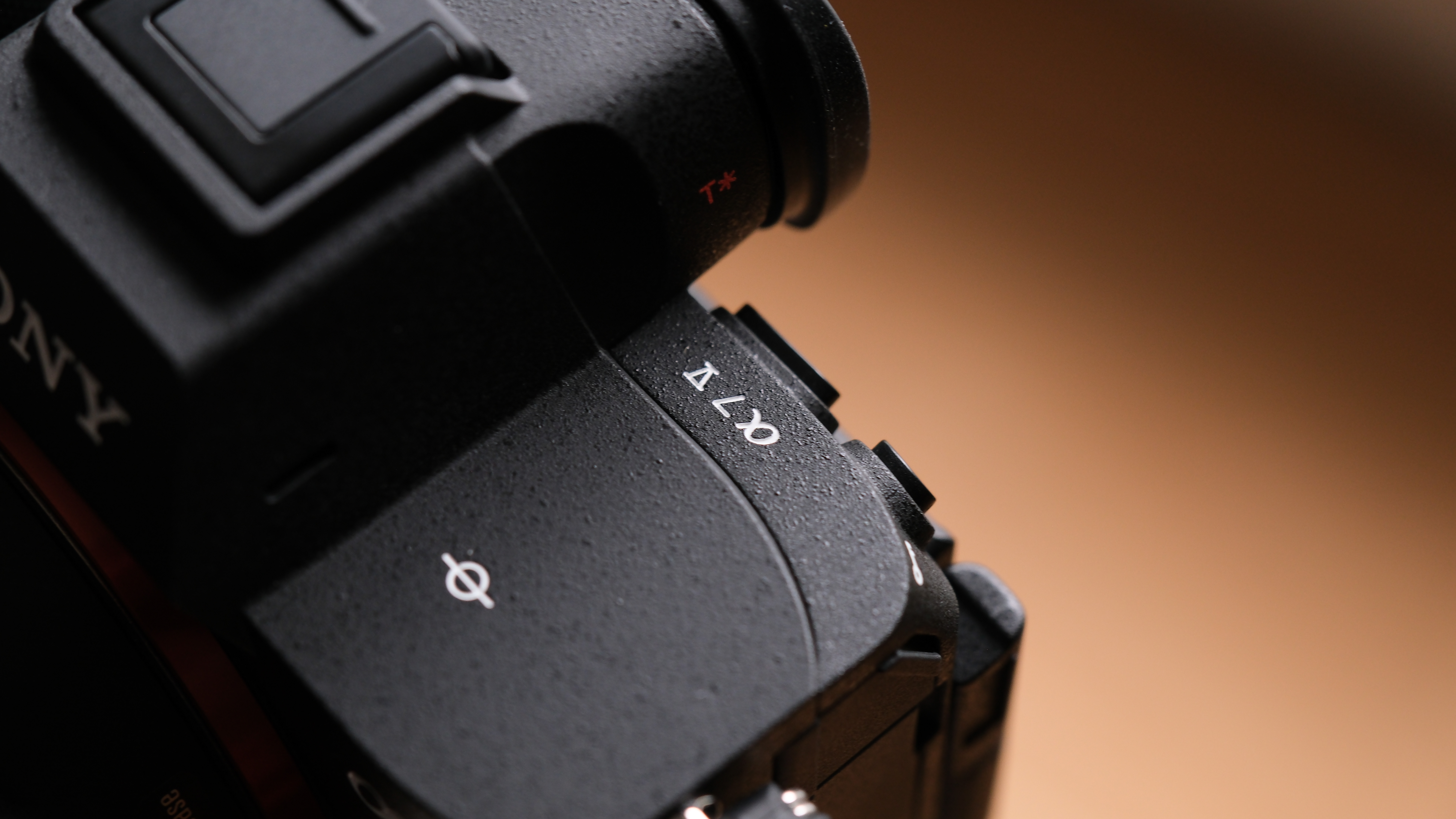 Close up of the Sony A7 V name printed on the camera body