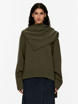 Wool Scarf Jumper - Khaki Green - Arket Gb