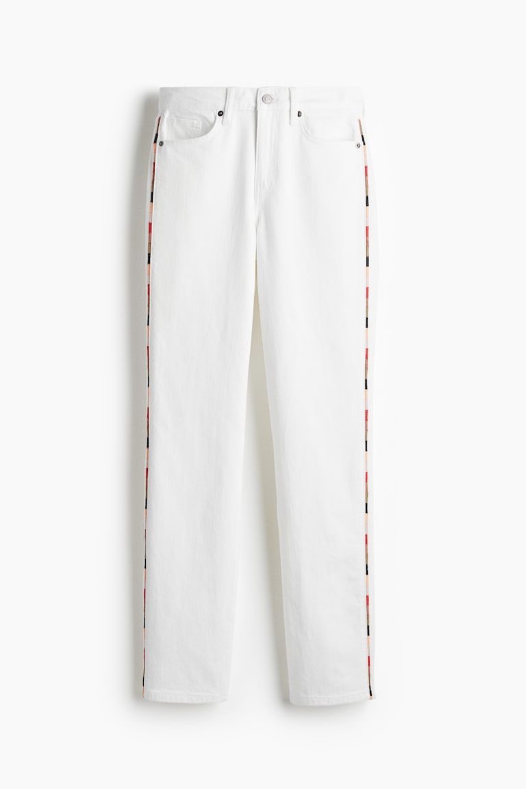 Straight Regular Jeans With Side Stripes