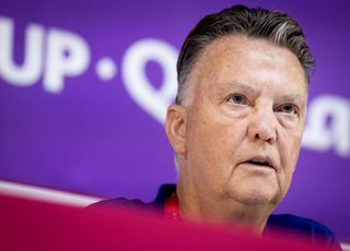 Netherlands coach Louis van Gaal speaks to the media at the World Cup in Qatar.