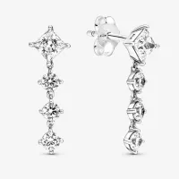 Sparkling Round &amp; Square Drop Earrings | $88.48 (£70) | Pandora