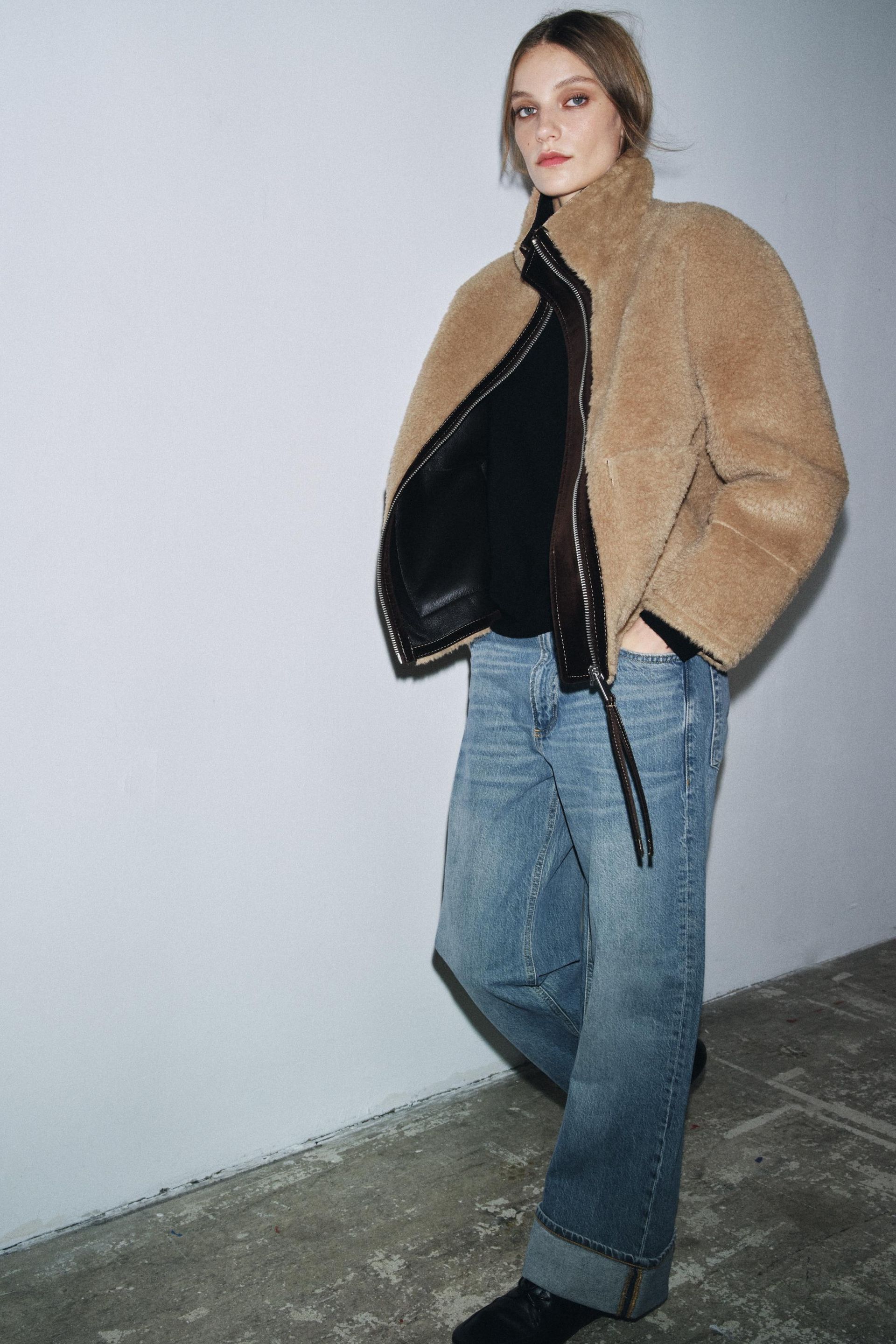 Zw Collection Faux Shearling Double-Faced Jacket