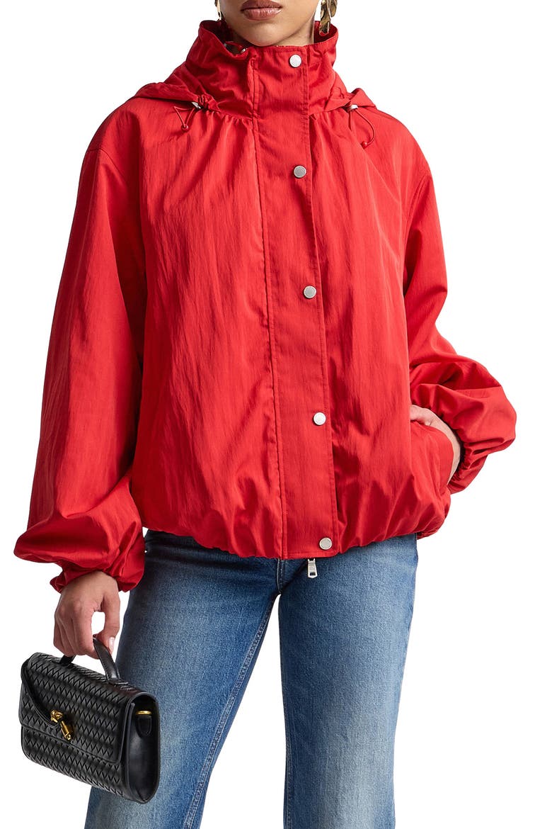 Balloon Hem Hooded Rain Jacket