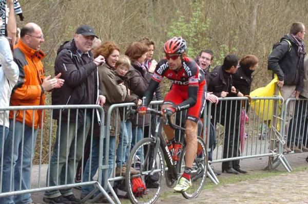 George Hincapie riding his final Paris-Roubaix in 2012