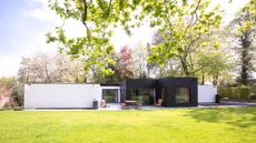 Claire and Paul Franklin's extended bungalow in Studham has mid-century monochrome style