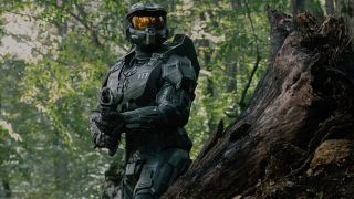 Master Chief in the forest in Halo