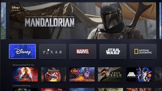 Disney+ startskärm på en TV