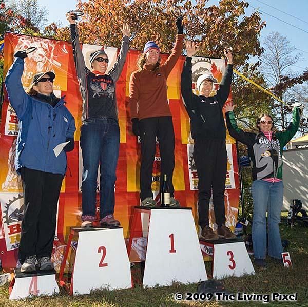 Pro Women's podium including 1st - Susan Haywood (Shenandoah Bicycle Company), 2nd - Cheryl Sornson (Trek Racing Coop), 3rd - Carey Lowery (Outdoor Store/Specialized), 4th - Brenda Simril ( Motor Mile Racing), 5th - Janel Demeter (Guys Racing Club)