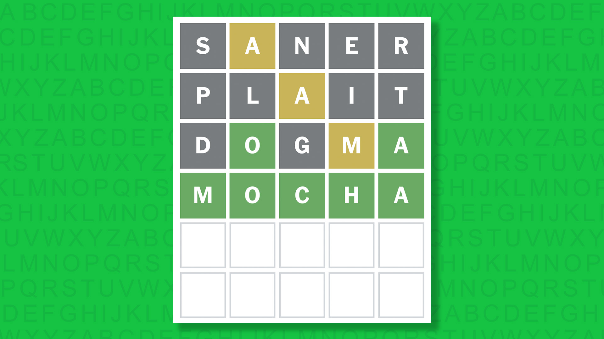 NYT Wordle answer for game 1934 on a green background