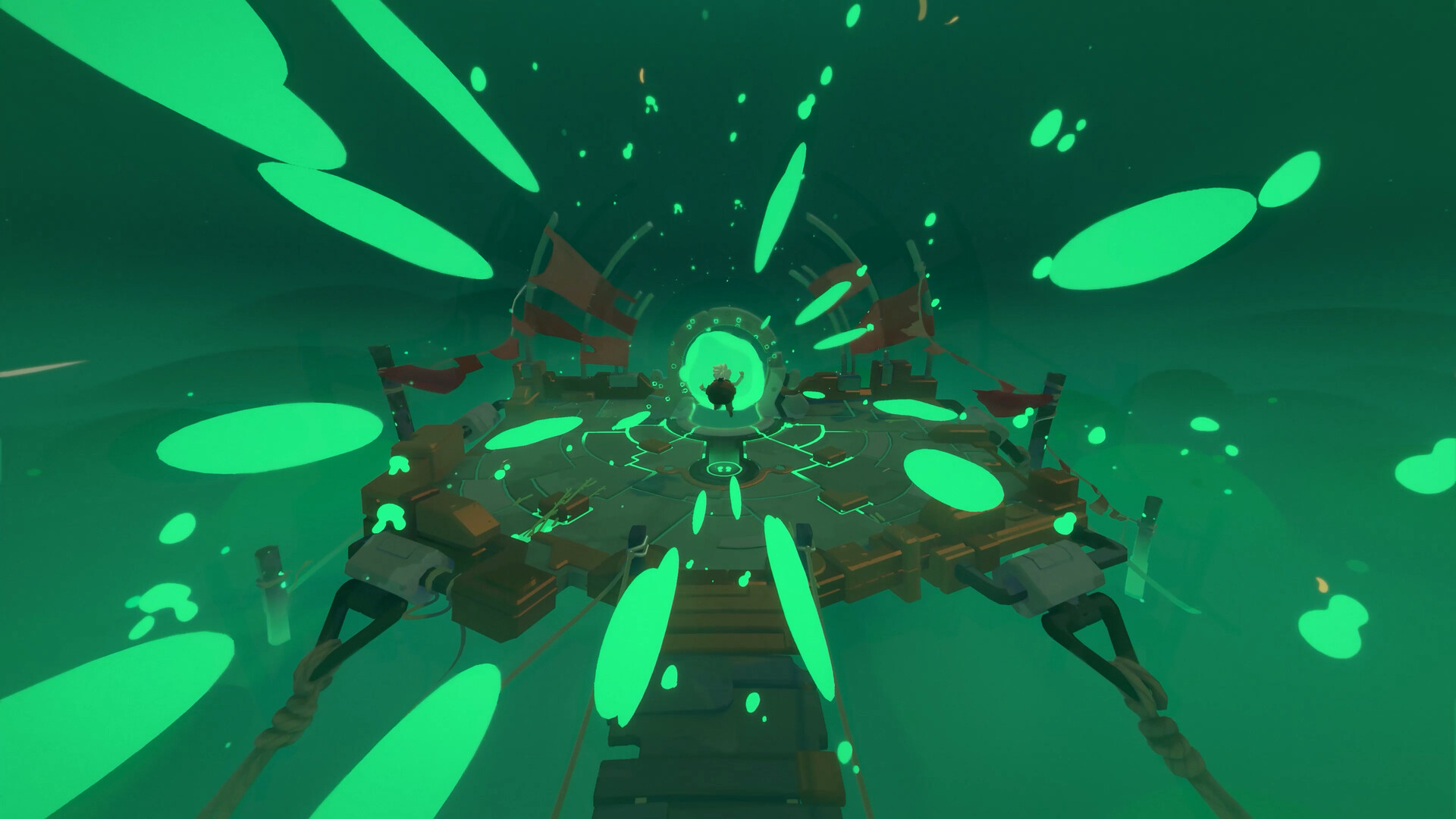 The hero being pulled into a portal in Moonlighter 2.