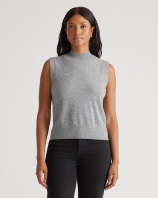 Mongolian Cashmere Mock Neck Sweater Vest