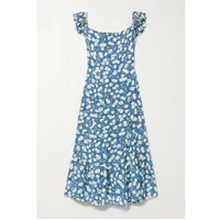 Reformation Bondi ruffled floral-print crepe de chine midi dress – £250 | Net-a-Porter 