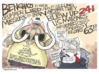 Political cartoon Benghazi Tea Party Obama