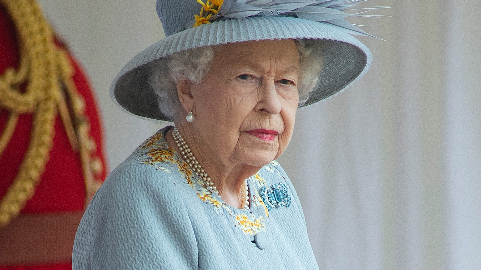 Queen Elizabeth II attends a military ceremony in the Quadrangle of Windsor Castle to mark her Official Birthday on June 12, 2020 