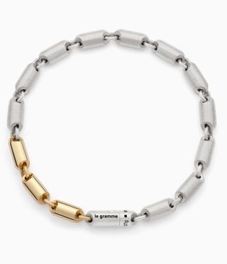 Silver chain bracelet with random gold links