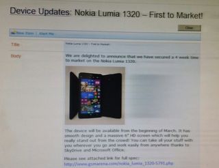 O2 Lumia 1320 Email