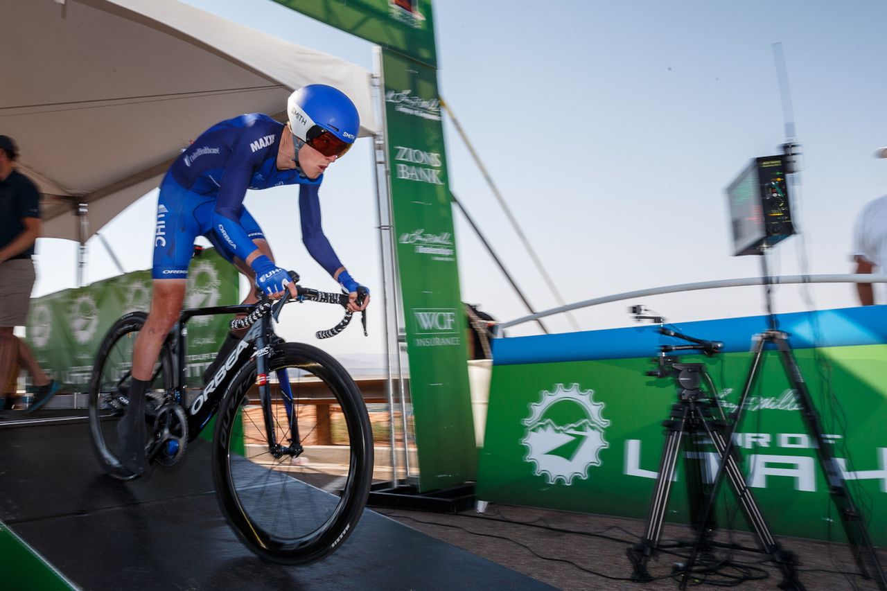 Gavin Mannion of the United States and the UnitedHealthcare Pro Cycling Team starts the prologue on August 6, 2018 in St. George, Utah.