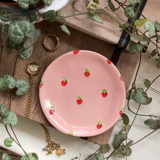 Strawberry Light Baby Pink Peachy Pink Cute Clay Ring Trinket Dish