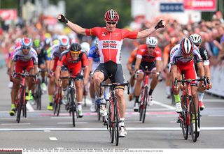 André Greipel (Lotto Soudal) wins the bunch sprint in stage 2 at the Eneco Tour