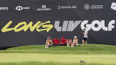 LIV Golf sign with sponsors at a 2026 LIV Golf League event