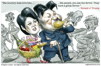 Political cartoon U.S. Trump Kim Jong Un North Korea Singapore nuclear summit